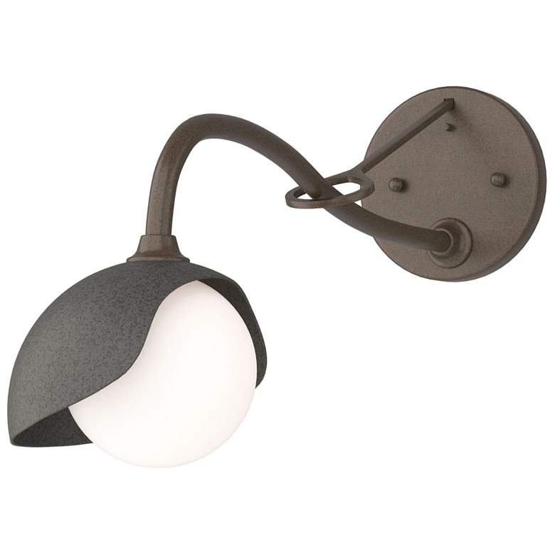 Image 1 Brooklyn 1-Light Single Shade Sconce - Bronze - Iron - Opal Glass