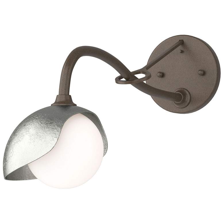 Image 1 Brooklyn 1-Light Single Shade Sconce - Bronze - Sterling - Opal Glass