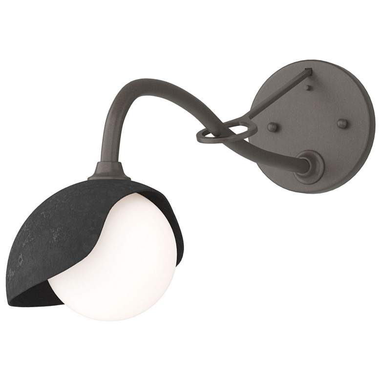 Image 1 Brooklyn 1-Light Single Shade Sconce - Dark Smoke - Black - Opal Glass