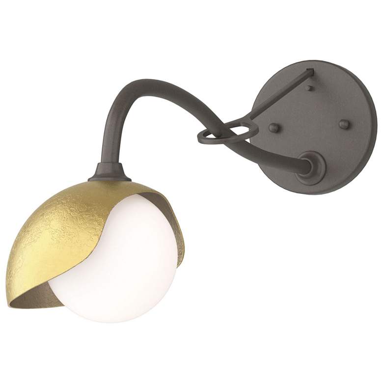 Image 1 Brooklyn 1-Light Single Shade Sconce - Dark Smoke - Brass - Opal Glass