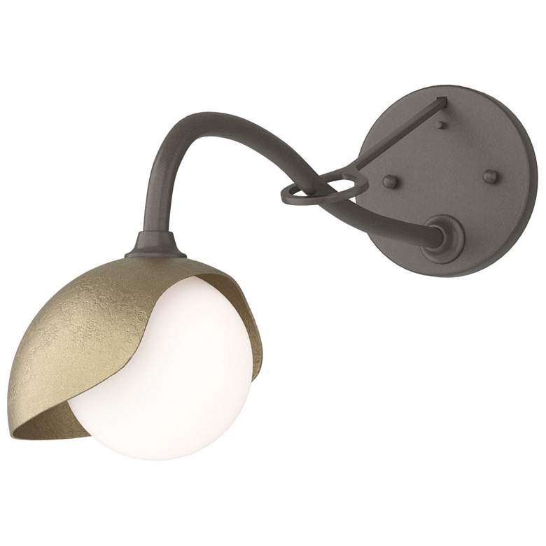 Image 1 Brooklyn 1-Light Single Shade Sconce - Dark Smoke - Gold - Opal Glass