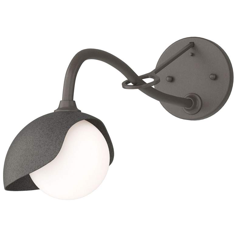 Image 1 Brooklyn 1-Light Single Shade Sconce - Dark Smoke - Iron - Opal Glass