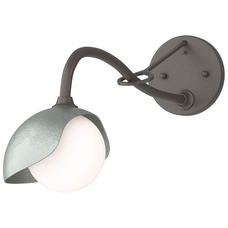 Image 1 Brooklyn 1-Light Single Shade Sconce - Dark Smoke - Platinum - Opal Glass