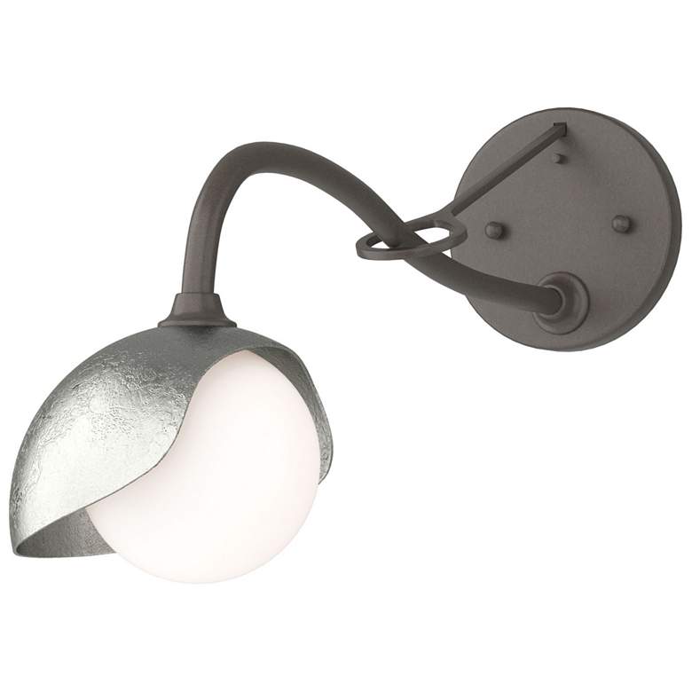 Image 1 Brooklyn 1-Light Single Shade Sconce - Dark Smoke - Sterling - Opal Glass