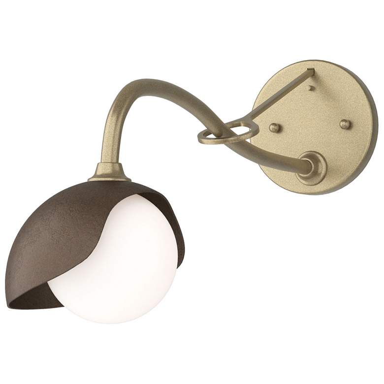 Image 1 Brooklyn 1-Light Single Shade Sconce - Gold - Bronze - Opal Glass