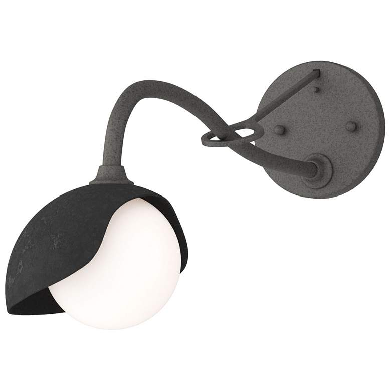 Image 1 Brooklyn 1-Light Single Shade Sconce - Iron - Black - Opal Glass