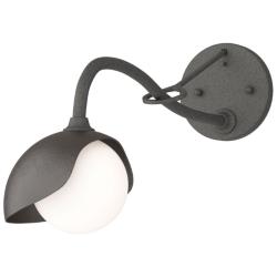 Brooklyn 1-Light Single Shade Sconce - Iron - Bronze - Opal Glass