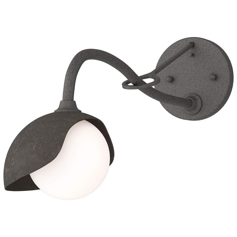 Image 1 Brooklyn 1-Light Single Shade Sconce - Iron - Dark Smoke - Opal Glass