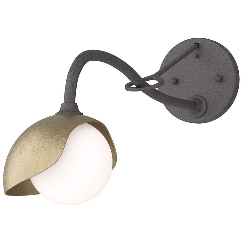 Image 1 Brooklyn 1-Light Single Shade Sconce - Iron - Gold - Opal Glass