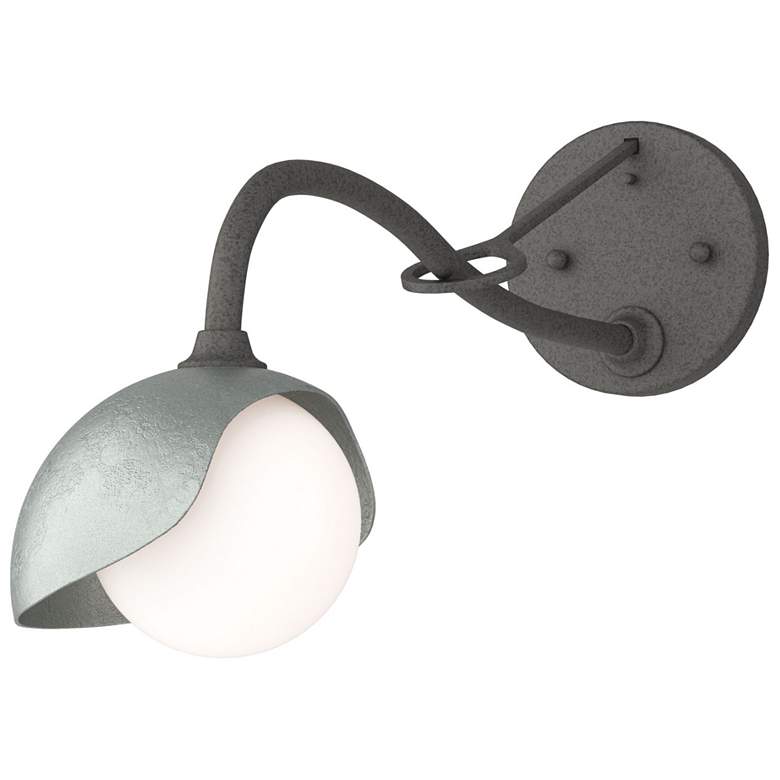 Image 1 Brooklyn 1-Light Single Shade Sconce - Iron - Platinum - Opal Glass