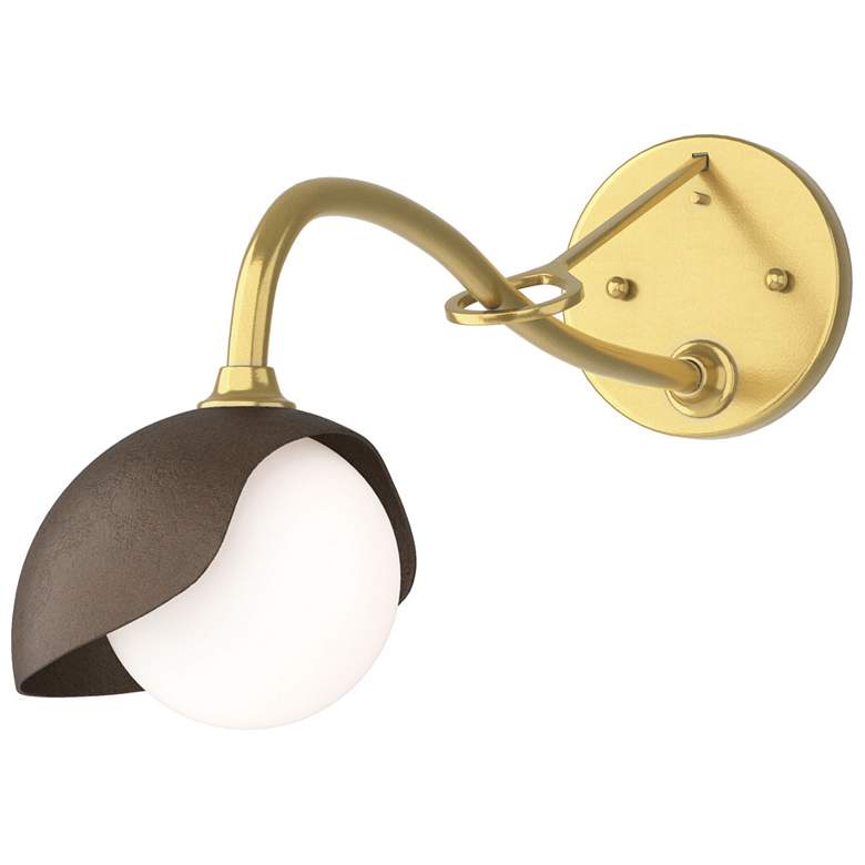 Image 1 Brooklyn 1-Light Single Shade Sconce - Modern Brass - Bronze - Opal Glass