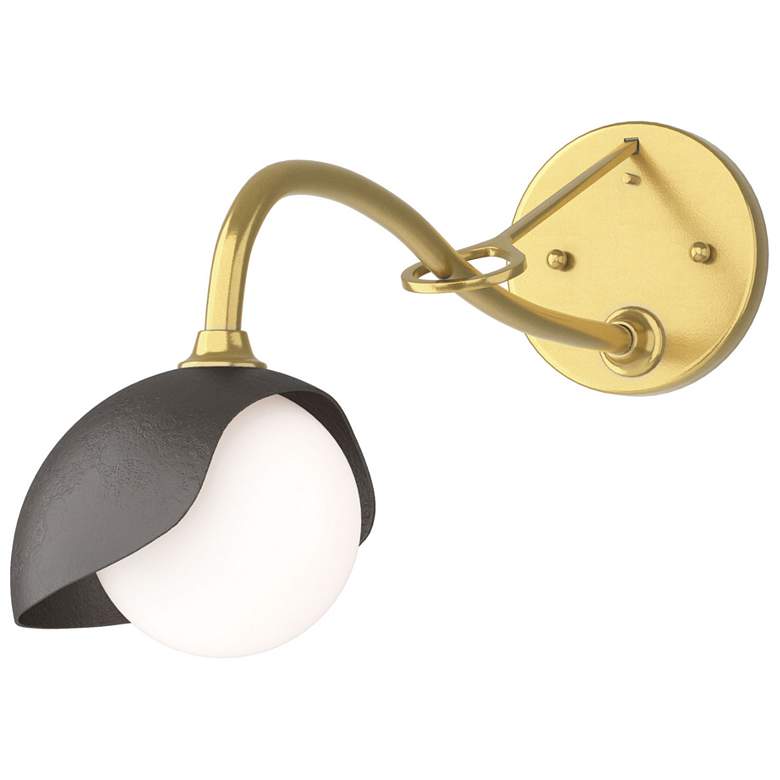 Image 1 Brooklyn 1-Light Single Shade Sconce - Modern Brass - Bronze - Opal Glass