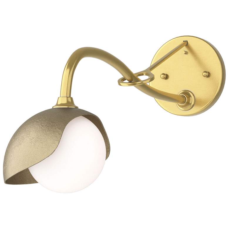 Image 1 Brooklyn 1-Light Single Shade Sconce - Modern Brass - Gold - Opal Glass