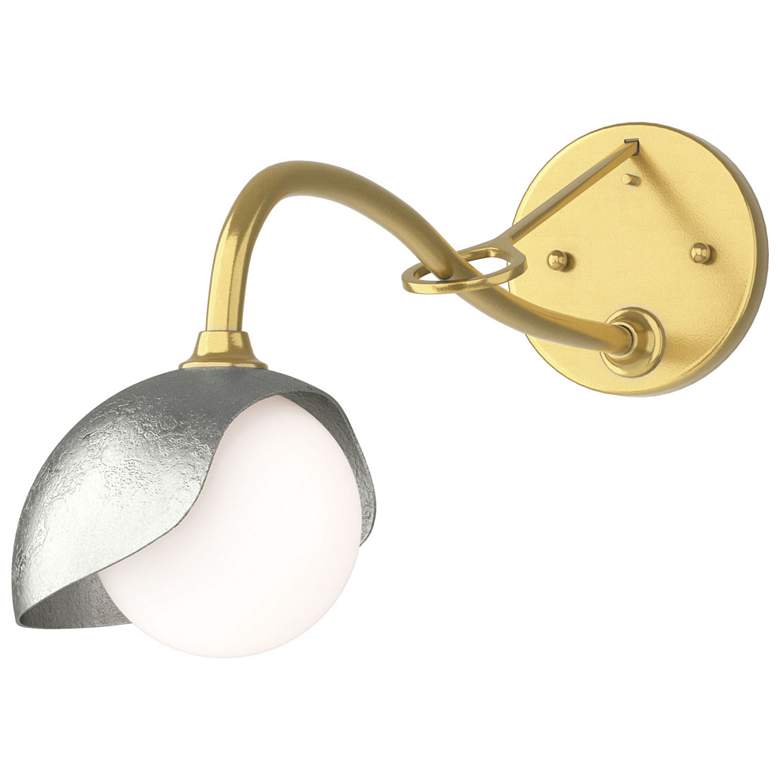 Image 1 Brooklyn 1-Light Single Shade Sconce - Modern Brass - Sterling - Opal Glass
