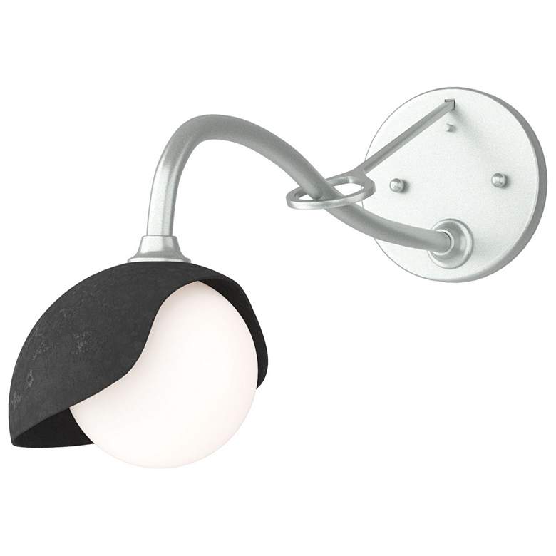 Image 1 Brooklyn 1-Light Single Shade Sconce - Platinum - Black - Opal Glass