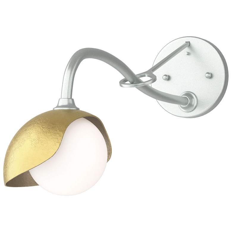 Image 1 Brooklyn 1-Light Single Shade Sconce - Platinum - Modern Brass - Opal Glass