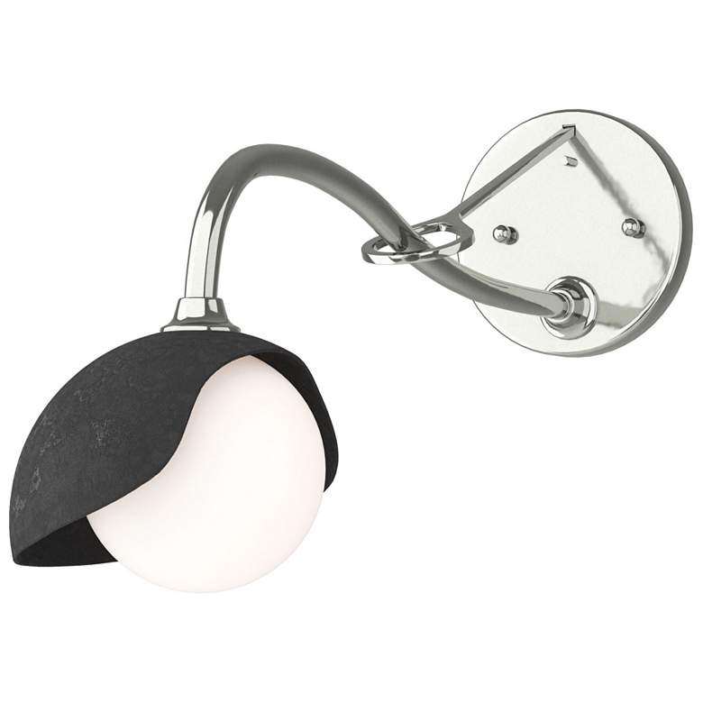 Image 1 Brooklyn 1-Light Single Shade Sconce - Sterling - Black - Opal Glass