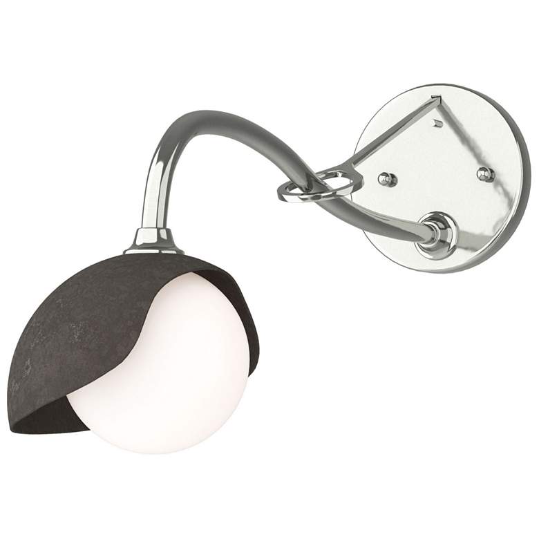 Image 1 Brooklyn 1-Light Single Shade Sconce - Sterling - Dark Smoke - Opal Glass
