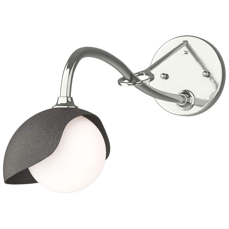 Image 1 Brooklyn 1-Light Single Shade Sconce - Sterling - Iron - Opal Glass