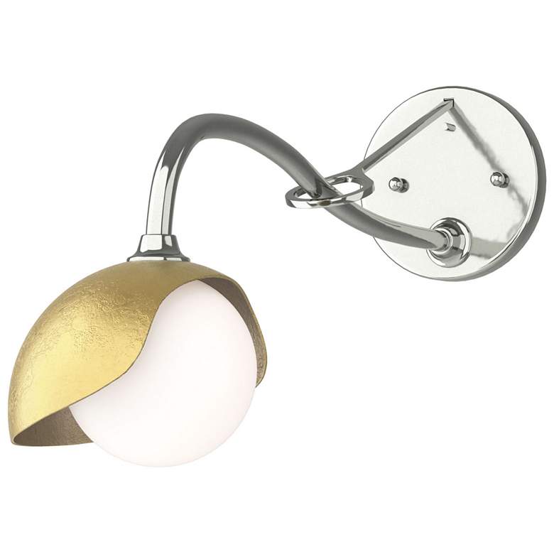 Image 1 Brooklyn 1-Light Single Shade Sconce - Sterling - Modern Brass - Opal Glass