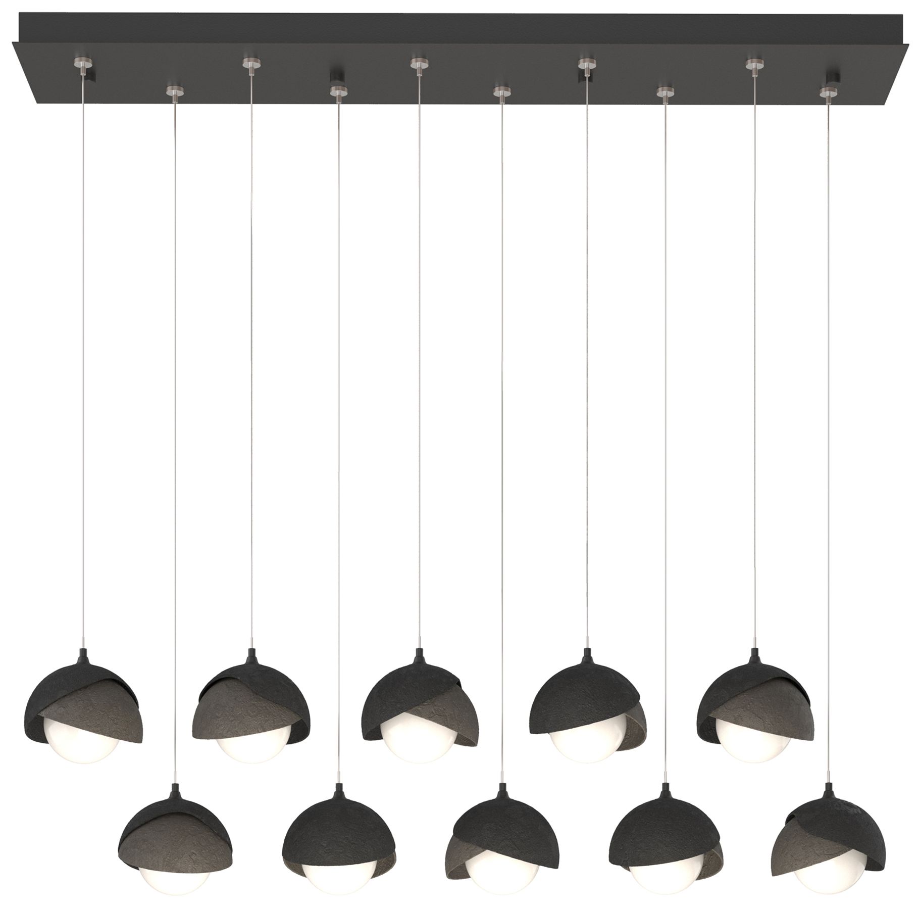 Brooklyn 10-Light Double Rectangular Pendant Black Smoke Opal Made to Order