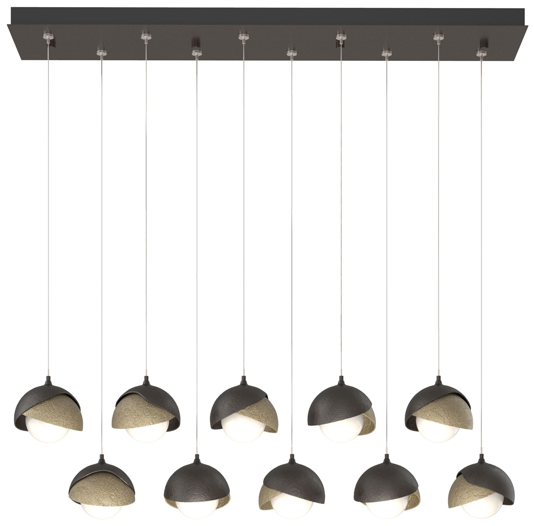 Brooklyn 10-Light Double Rectangular Pendant Bronze Gold Opal Made to Order