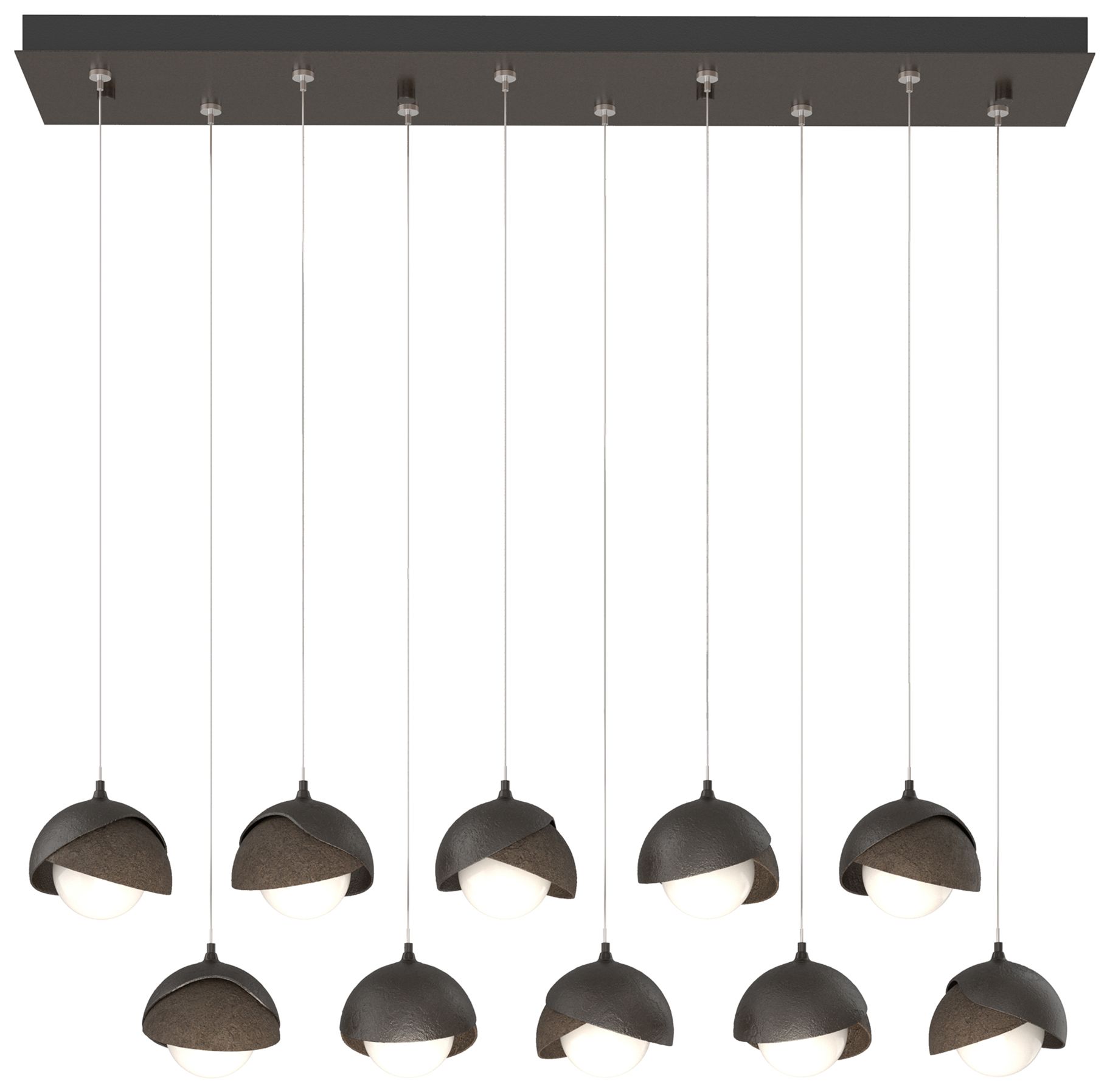 Brooklyn 10-Light Double Rectangular Pendant Bronze Opal Made to Order