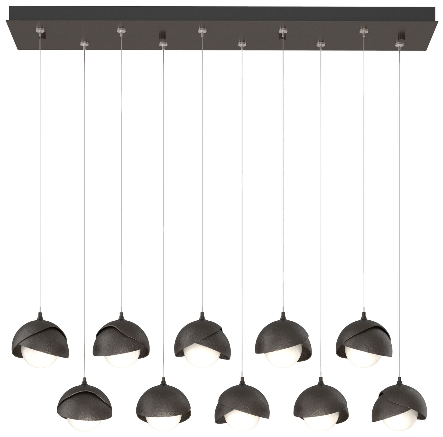 Brooklyn 10-Light Double Rectangular Pendant Bronze Opal Made to Order