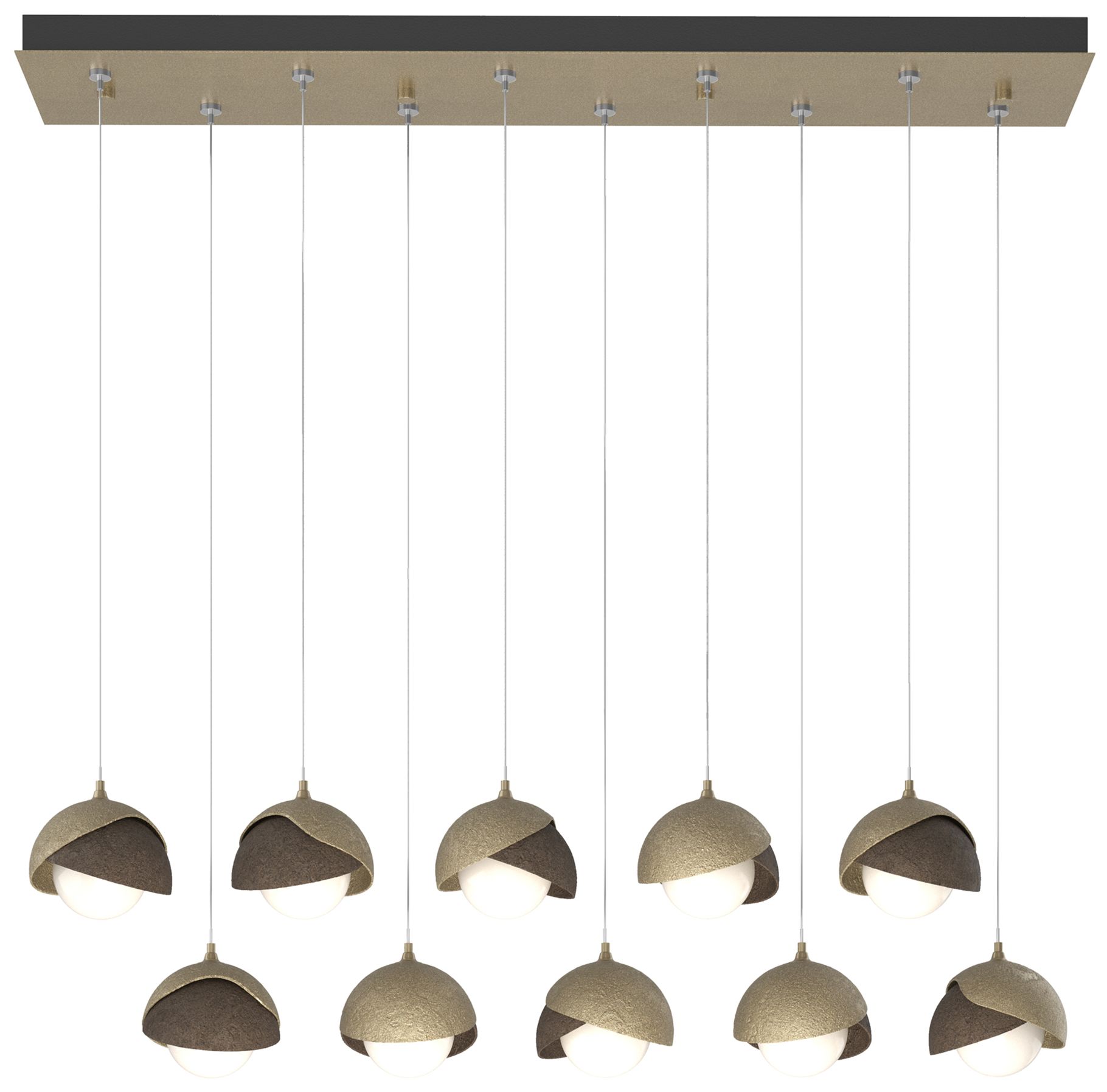 Brooklyn 10-Light Double Rectangular Pendant Gold Bronze Opal Made to Order