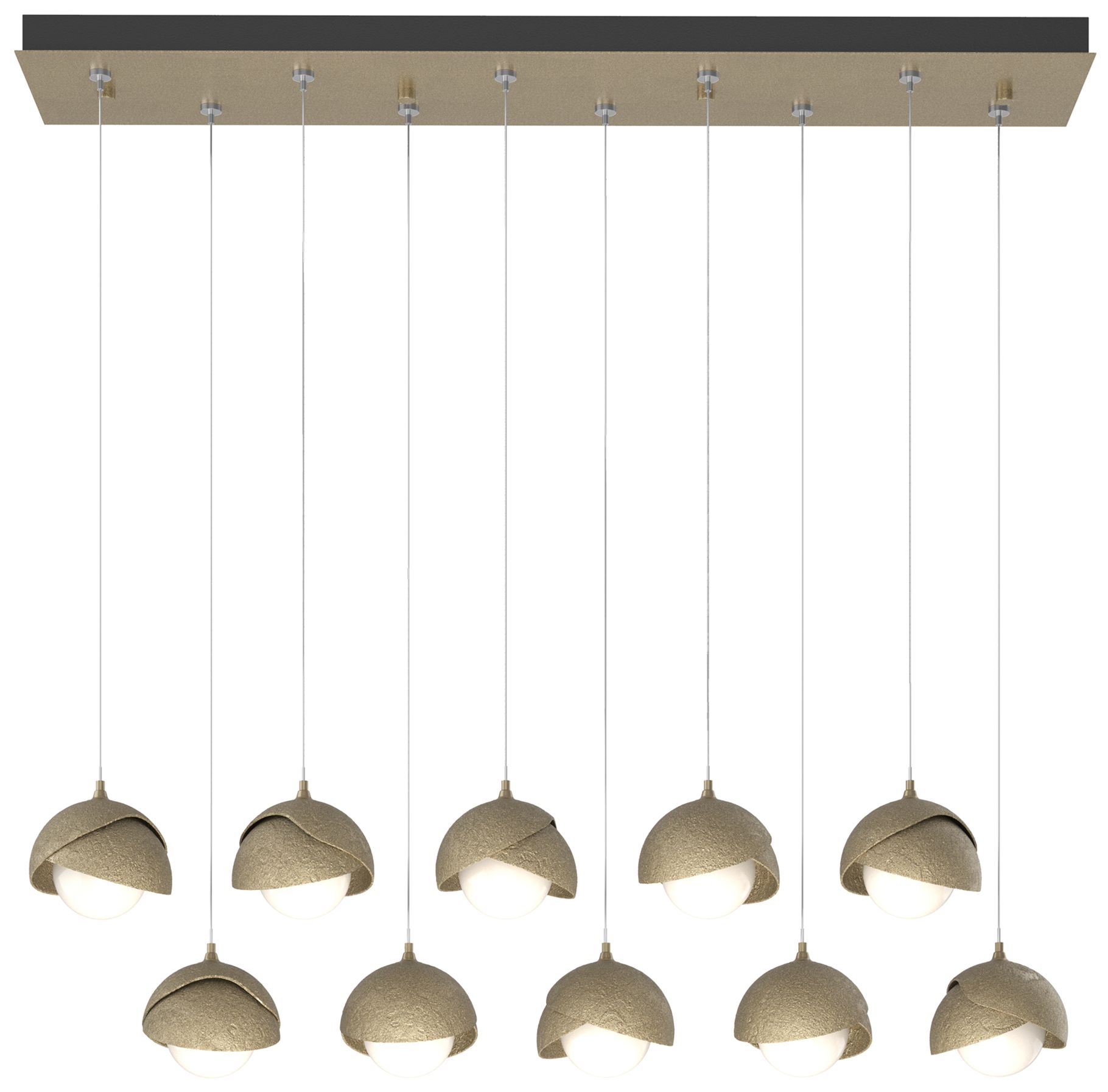 Brooklyn 10-Light Double Rectangular Pendant Gold Gold Opal Made to Order