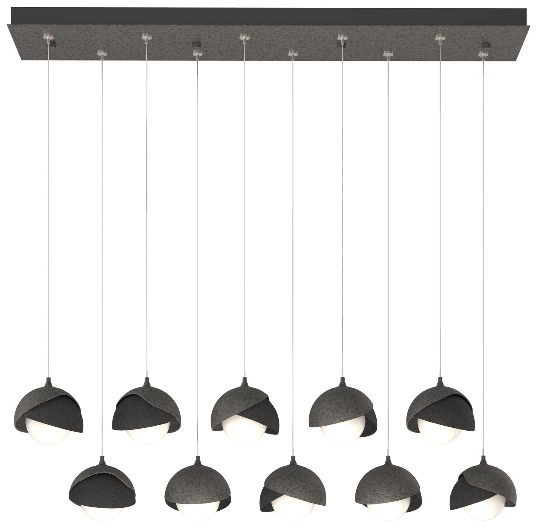 Brooklyn 10-Light Double Rectangular Pendant Iron Black Opal Made to Order