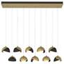 Brooklyn 10-Light Double Shade Rectangular Pendant - Brass - Black - Opal
