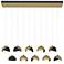 Brooklyn 10-Light Double Shade Rectangular Pendant - Brass - Black - Opal