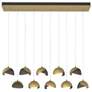 Brooklyn 10-Light Double Shade Rectangular Pendant - Brass - Smoke - Opal