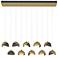 Brooklyn 10-Light Double Shade Rectangular Pendant - Brass - Smoke - Opal