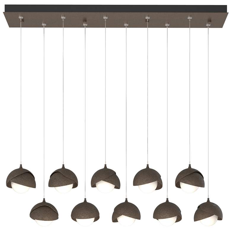 Image 1 Brooklyn 10-Light Double Shade Rectangular Pendant - Bronze - Bronze - Opal