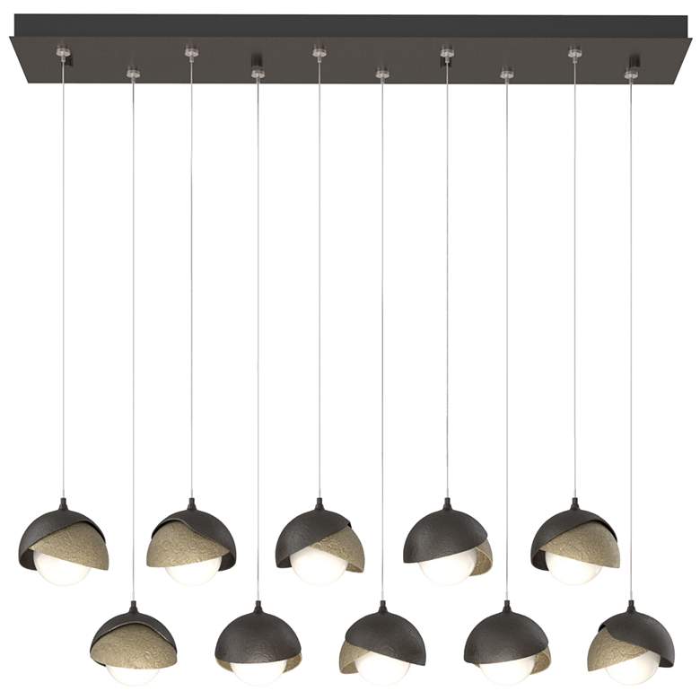 Image 1 Brooklyn 10-Light Double Shade Rectangular Pendant - Bronze - Gold - Opal