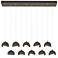 Brooklyn 10-Light Double Shade Rectangular Pendant - Bronze - Iron - Opal