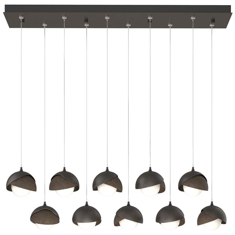 Image 1 Brooklyn 10-Light Double Shade Rectangular Pendant - Bronze - Opal