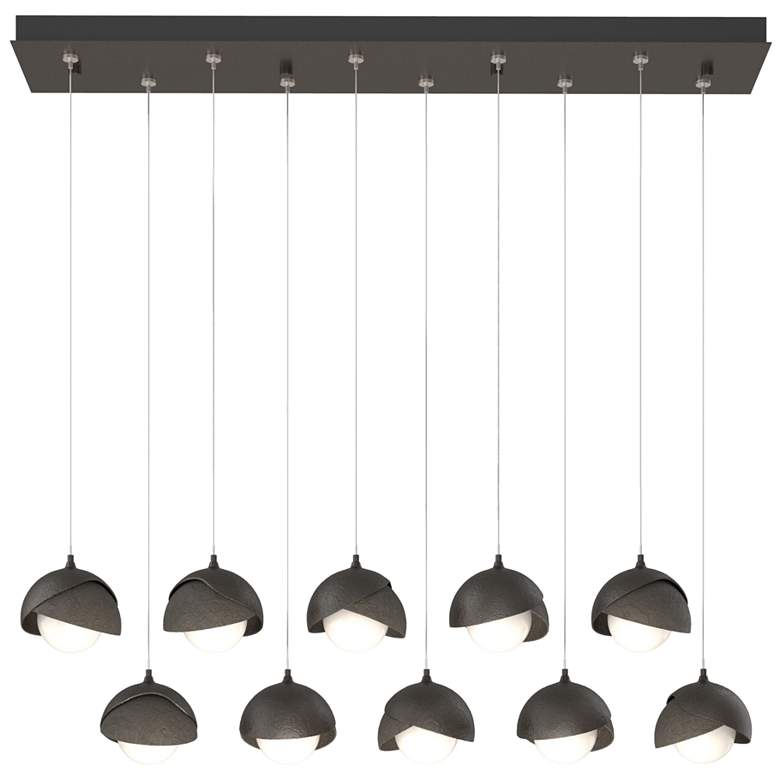 Image 1 Brooklyn 10-Light Double Shade Rectangular Pendant - Bronze - Smoke - Opal