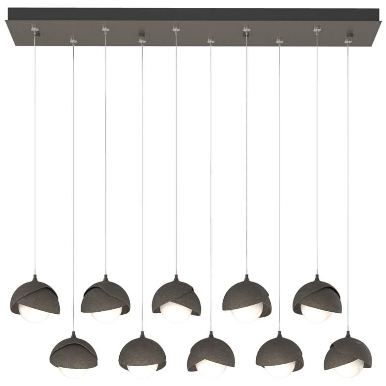 Image 1 Brooklyn 10-Light Double Shade Rectangular Pendant - Dark Smoke - Opal