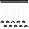 Brooklyn 10-Light Double Shade Rectangular Pendant - Dark Smoke - Opal