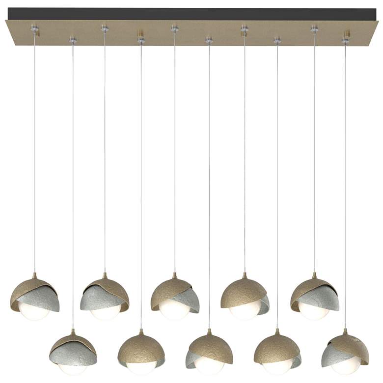 Image 1 Brooklyn 10-Light Double Shade Rectangular Pendant - Gold - Platinum - Opal