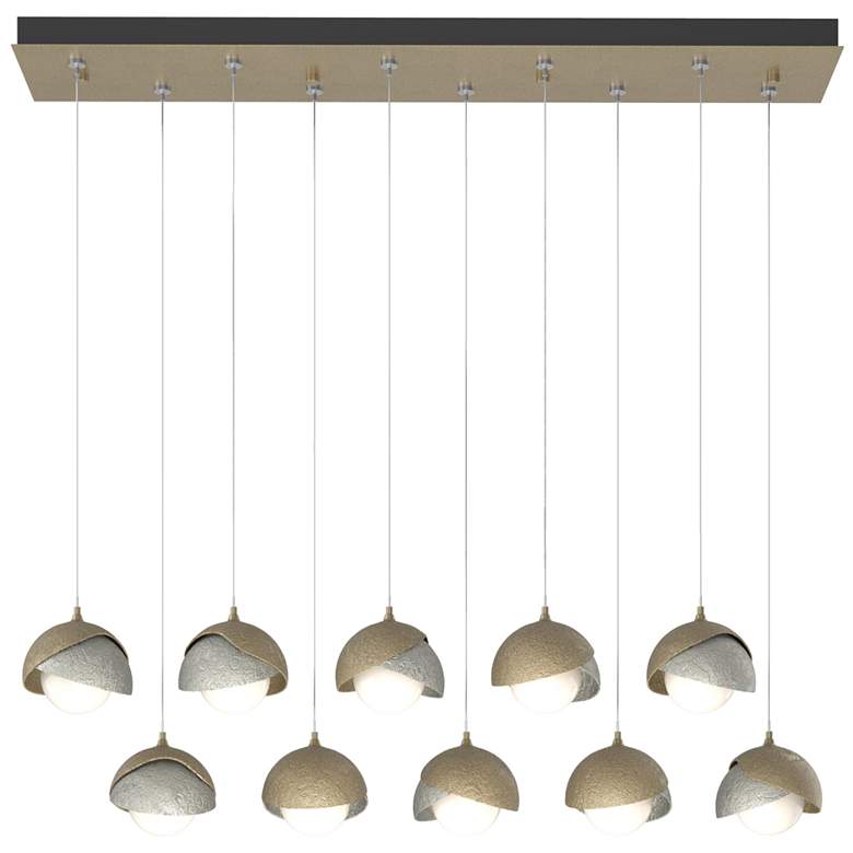 Image 1 Brooklyn 10-Light Double Shade Rectangular Pendant - Gold - Sterling - Opal