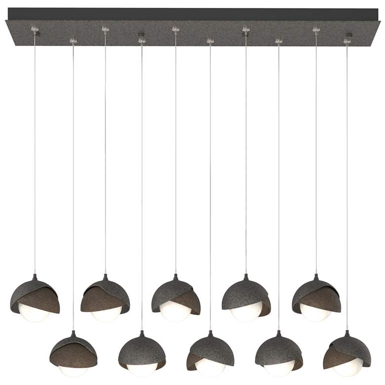 Image 1 Brooklyn 10-Light Double Shade Rectangular Pendant - Iron - Bronze - Opal