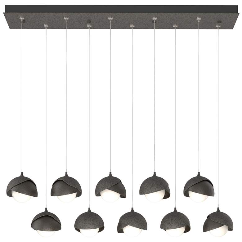 Image 1 Brooklyn 10-Light Double Shade Rectangular Pendant - Iron - Bronze - Opal