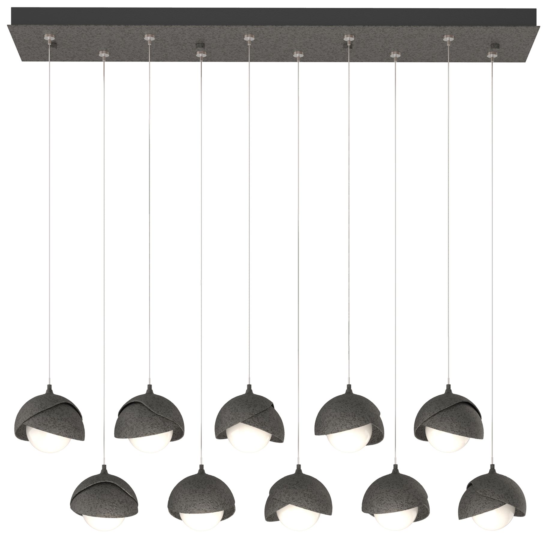 Brooklyn 10-Light Double Shade Rectangular Pendant Iron Opal Made to Order