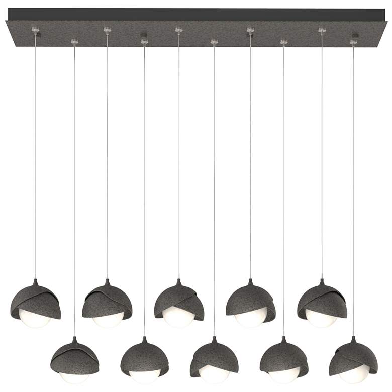 Image 1 Brooklyn 10-Light Double Shade Rectangular Pendant - Iron - Opal