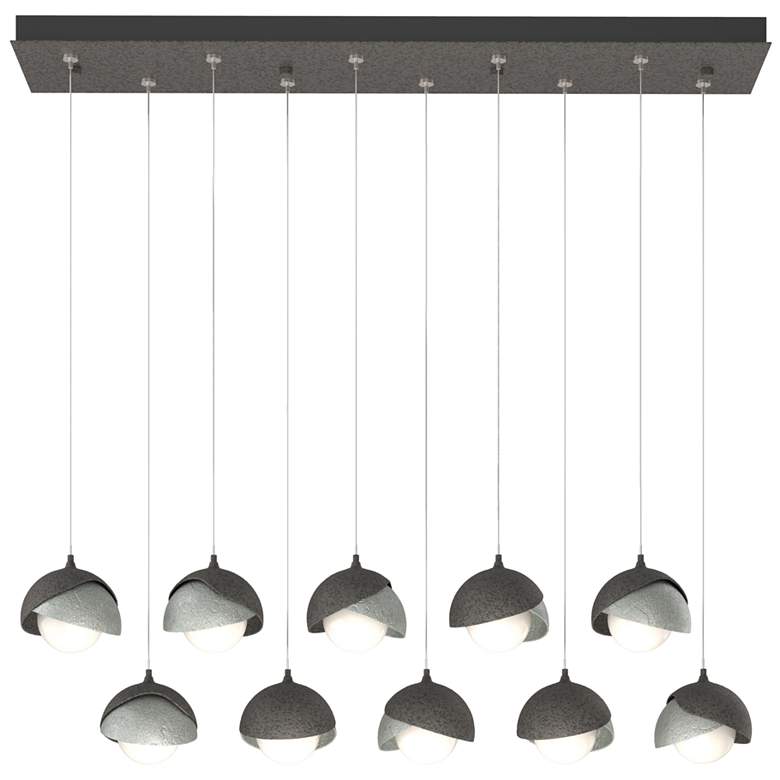 Image 1 Brooklyn 10-Light Double Shade Rectangular Pendant - Iron - Platinum - Opal