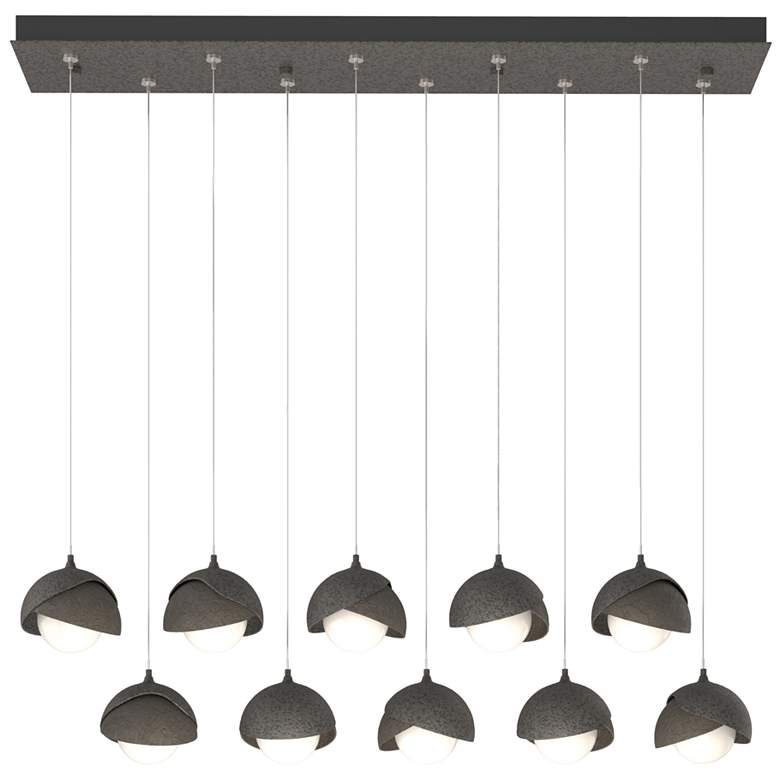 Image 1 Brooklyn 10-Light Double Shade Rectangular Pendant - Iron - Smoke - Opal